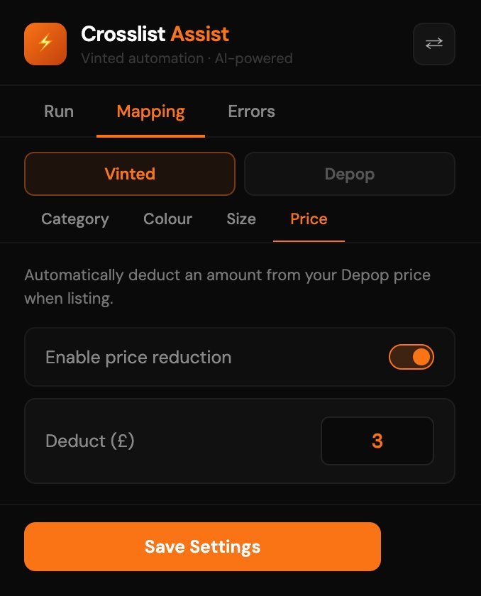 Price settings